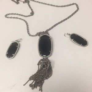 Kendra Scott Black Opaque Necklace & Earings